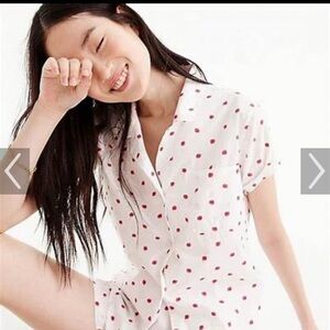 J.Crew Short-Sleeve Cotton Poplin Sleep Set in Strawberry Print
